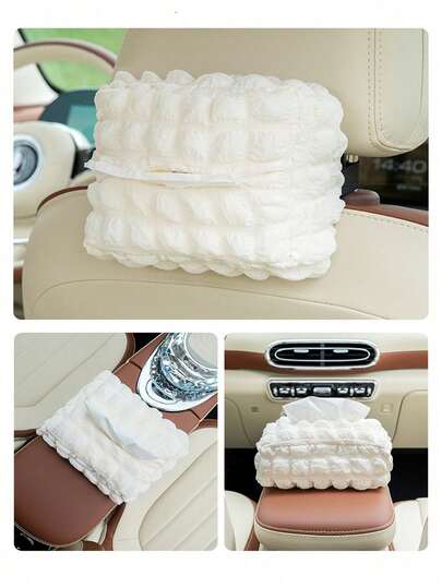 Car Tissue Box, Puff Style Tissue Box, Car Seat Hanging Tissue Box Holder, Cute Minimalist High-End Car Interior Decoration Tissue Box