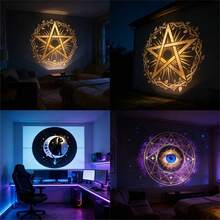 3/6/10颗LED投影灯 | 360°旋转，营造节日氛围，适用于墙壁、天花板、室内、卧室、复活节、斋月装饰，USB供电 - 黑色 - 查看 10