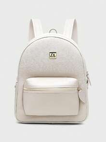 Kit Mochila Feminina Bolso Externo Alça Regulável Casual - Branco - Visão 3