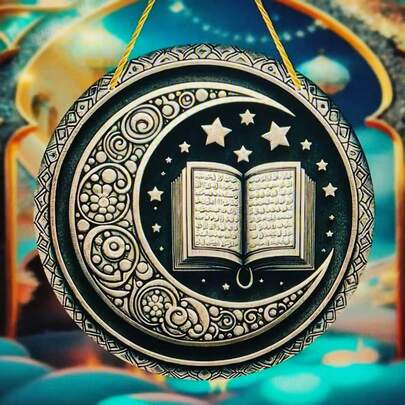 Festival Hanging Decor, Crescent Moon & Door Plaque, Indoor & Outdoor Decorative Ornament