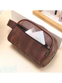 1pc Large Capacity Waterproof Makeup Bag, Portable Travel Cosmetic Organizer With Handle And Compartments, Suitable For Cosmetics, Toiletries, Skincare, Personal Care Items, Durable Makeup Pouch For Men & Women - Multicolor - View 9