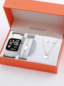 5pcs/Set Sports Casual LED Digital Watch Set, Suitable As Student Back To School Gift