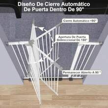 CYBeaoWink Puerta de  para Bebés 49 in Puerta para Perro y Mascotas con Cierre Automático y Fijación a Presión Kit de Extensión de 2.7"/5.5"/8.2" Incluido para Escaleras Puertas - Blanco - Ver 4