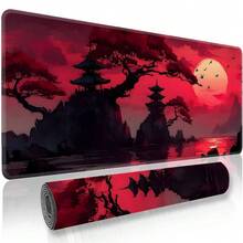 1 Tấm lót bàn phím chơi game cỡ lớn, thảm lót bàn phím laptop, thảm trải bàn - Họa tiết Ukiyo-E, Thảm lót chuột chơi game hình trăng đỏ và hoa anh đào Nhật Bản | Được làm từ sợi polyester, với thiết kế hoạt hình lá phong đỏ rực rỡ mô tả một phong cảnh yên bình với chùa Nhật Bản và trăng tròn. Đồ dùng văn phòng, đồ dùng văn phòng, trang trí văn phòng. - Nhiều màu - Xem 2