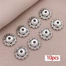 10pcs 18K Gold Plated Flower Bead Caps Hollow Spacer Beads Stoppers For Jewelry Making Necklaces Bracelets Earrings Supplies DIY Crafts - Multicolor - View 16