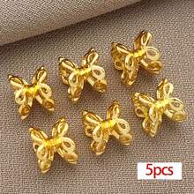 5个18K镀金双花珠帽，镂空花珠，黄铜珠隔珠，双头珠帽，适用于珠宝制作，手链，耳环，女士饰品配件 - 彩色 - 查看 15