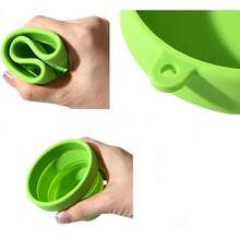 Collapsible Travel Cup, 150mL Travel Folding Water Cup Silicone Mug Portable Drinking Cup For Camping Hiking Outdoor - 果綠色[附愛心繩] - 查看 7