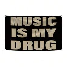 MUSIC IS MY Music Abstract Cartoon Art Design Tapestry Color Wall Hanging Flag For Bedroom Living Room Dorm Halloween Party Decor,Guys Man Cave,Modern Music Art Tapestry Banner Gift - 彩色 - 查看 7