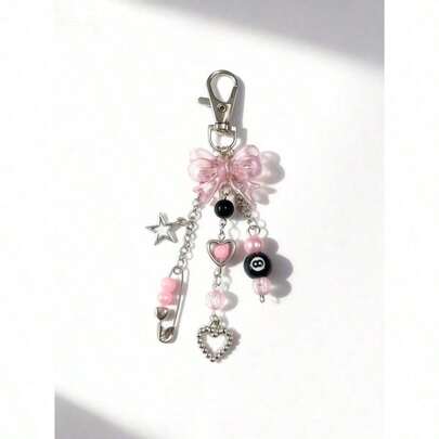 1pc Handmade Resin Bead Keychain - Punk Style, Women's Fashion Accessory Lobster Clasp Pendant, Car Decor, Bag Charm, Cute Gothic Y2K