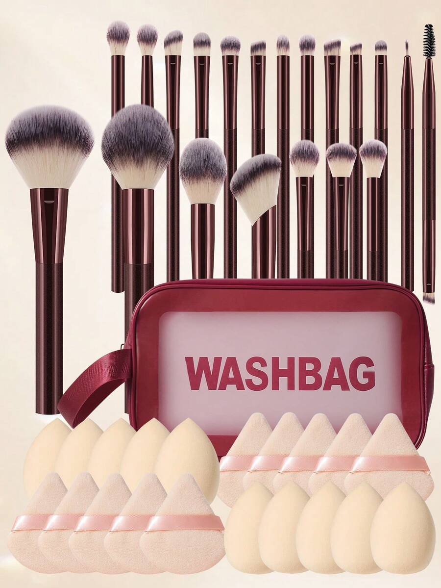 Eid Al-Fitr 41pcs/8pcs/1pc Full Set Of Makeup Brushes Includes 20 Soft Brushes Such As Powder Brush, Blush Brush, Contour Brush, Highlighter Brush, Foundation Brush, Nose Shadow Brush, Eyeshadow Brush, Eyebrow Brush, Lip Brush, And Detail Brush, Plus 1 Travel Waterproof Makeup Bag, 10 Triangular Sponges, And 10 Liquid Beauty Eggs-Ideal For Beginners, Professional Makeup Artists, And Novice Beauty Practice - Multicolor - View 1