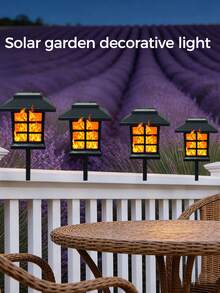 2/4个太阳能火焰灯，LED太阳能户外灯，花园灯，适用于圣诞节、花园、景观、小径、庭院、露台、户外庭院装饰，暖光落地灯，无线黄昏到黎明花园小径景观灯 - 暖光 - 查看 4