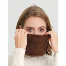 1pc Women Snood Elegant Warm Thick Style Ring Neck Scarf/Muffler Soft And Skin Friendly, Unisex Outdoor Cycling And Skiing Casual Warm Face Mask Windproof And Cold Proof, Winter Solid Color Plush Warm Neck Gaiter, For Daily Wear And Outing Riding Balaclava Mask - 彩色 - 查看 8