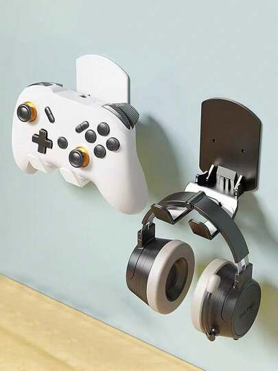 1pc Fashionable And Easy To Install Wall Mounted Headphone Stand, No Drilling Required, Perfect For Gaming And Office Use, Versatile Folding Storage