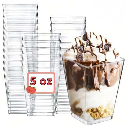 50pcs 5oz Dessert Cups, Pudding Cups, Mousse Cups, Ice Cream Cups, Fruit Cups - Small Appetizer Cups Suitable For Catering, Events And Home Use