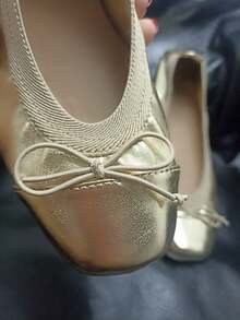 Square-Toed Portable Shoe - vàng nhạt - Xem 11