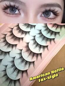 女士娃娃效果迷你恶魔假睫毛 | 浓密纤长黑色硬梗 | 瞬间放大双眼，提拉眼睑 - 黑色 - 查看 1