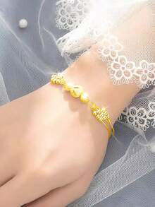 1pc S925 Sterling Silver Three Lives Three Worlds Beaded Bracelet, Women's Minimalist Round Multi-Layer Luxury Auspicious Bead Bracelet Accessory Gift - Three-layer - View 2