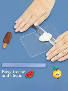 耐用透明手动造型工具亚克力粘土擀面杖，易于清洁，适用于DIY手工艺品 - 彩色 - 查看 3