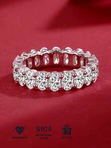 Nhẫn Moissanite bạc 925 cao cấp dành cho nữ, không gây dị ứng, thích hợp làm nhẫn đính hôn/cưới, quà tặng ngày Valentine/sinh nhật, hộp quà chống oxy hóa. - nhẫn - Xem 2