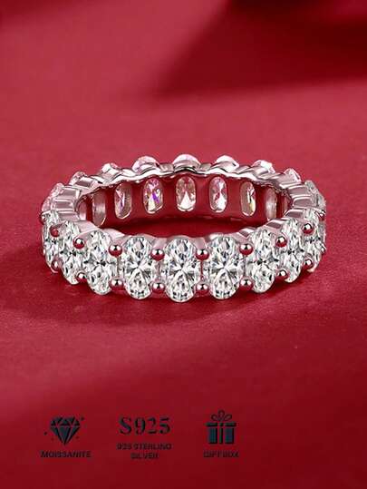 925 Sterling Silver Moissanite Ring For Women, Hypoallergenic High-End Engagement/Wedding Ring, Valentine's Day/Birthday Gift, Oxidation-Resistant Gift Box Packaging