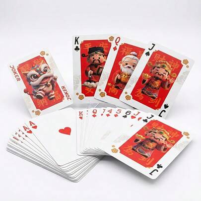 金钱主题扑克牌，标准扑克牌，新年特别版卡牌游戏，高清休闲娱乐扑克牌，独特卡牌游戏，适合家庭娱乐、游戏装饰、主题派对、聚会和独特礼物 - 优质纸板，经久耐用，节日扑克游戏