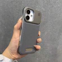 合金皮革磁吸式单件装香氛PU皮革和PC磁吸手机壳，兼容 16 Pro Max和Galaxy S26 Ultra，春季礼物 - 灰色 - 查看 19