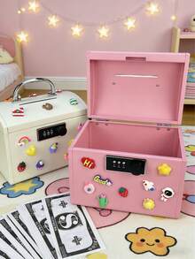 1pc Electronic Lock Safe Box With Password, Size: 7 X 5.5 X 5.1 Inches, Can Be Used As Cash Box For Convenient Saving, 3 Color Options, Fun Gift, Password Gift Box, Comes With 3D Stickers, Safe Budget And Saving Solution - Multicolor - View 4