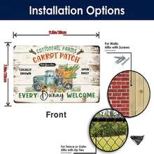 1pc Customizable Farmhouse Metal Sign, Vintage Carrot Patch & Easter Bunny Design, Personalized Holiday Wall Decor, 8x12 Inch Holiday Wall Sculpture, For Home And Outdoor Use - Multicolor - View 2