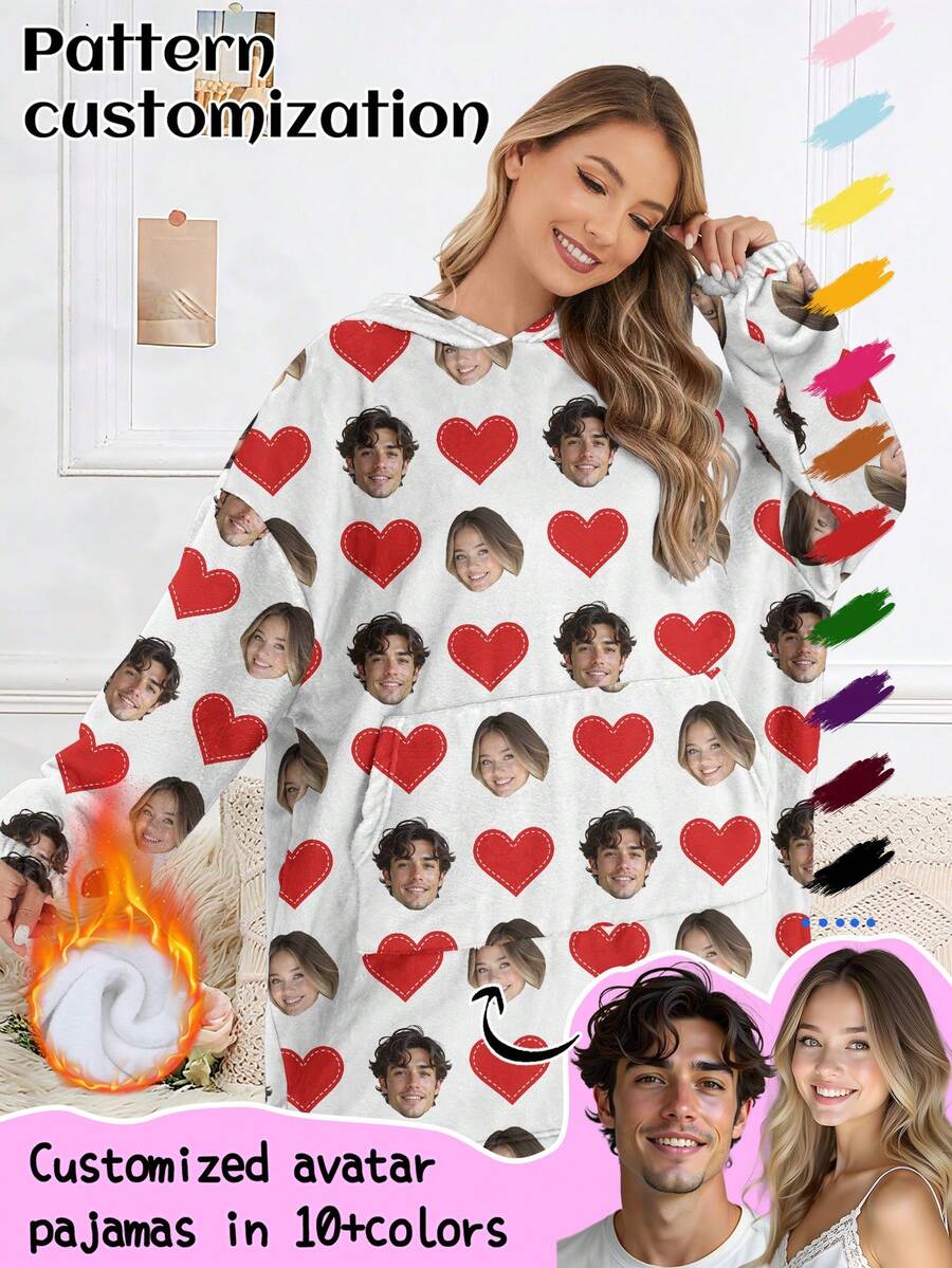 Áo nỉ hoodie chăn lông cừu nữ tùy chỉnh, tùy chỉnh với bất kỳ họa tiết nào và là món quà lễ độc đáo, phù hợp cho các cặp đôi, bạn bè và các bữa tiệc lễ hội - trắng - Xem 1