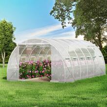 15x7x7ft & 20x10x7ft Walk-In Tunnel Greenhouse, Portable Plant Hot House With Galvanized Steel Hoops, Top Beam, Diagonal Poles, Zippered Door & Roll-Up Windows, White - 20 x 10 x 7 英尺 - 查看 9