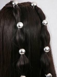 10pcs Girls Silver Polka Dot/Star/Cute Mini High Elastic Hair Ties, Suitable For Everyday Wear - Multicolor - View 2