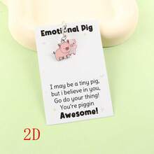 5pcs, Lucky Pig Keychain, Cute Mini Pink Pig Pocket Hug Charm With Inspirational Message, Positive Pocket Hug, Perfect Gift For Party, Birthday, Easter, Mother's Day, Father's Day, Graduation, Thoughtful Present, Cartoon Style - Multicolor - View 5