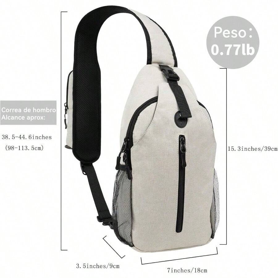 Mochila Cruzada para Hombre, Bolso de Pecho con Puerto de Auriculares y Bolsillo para Botella de Agua, para Senderismo, Viaje, Cita y Actividades al Aire Libre - como en la foto - Ver 1