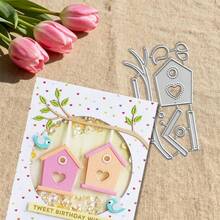 Creative Birdhouse Dies, DIY Scrapbooking Album And Embossing Stencil, Greeting Card Making Tool, Card Paper Cutting Crafts ,Gift Card Making Template Die Cuts. - Silver - View 6