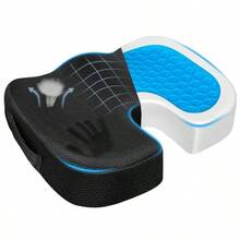 Tailbone Pain Relief Office Chair Seat Cushion, Memory Foam Gel Seat Cushion For Sciatica Pain Relief With Washable Cover, Butt Cushion For Long Sitting, Mesh, Black - 網狀黑色 - 查看 4