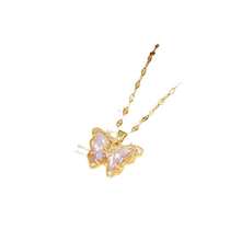 1 PC Butterfly Pendant Necklace / Women's Dangle Clavicle Chain / Fashion Exquisite Best-Selling Neckwear / Daily Office Versatile Accessory |   Perfect For Beach Vacation, Concert Night, Shopping Trip And Holiday Looks - 金色 - 查看 5