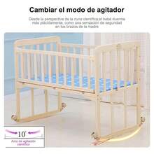 Cuna Colecho Regulable De Madera Con Ruedas Y Mosquitero - Azul - Ver 7