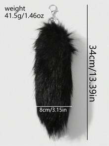 ROMWE Grunge Punk 1pc Y2K Stylish Gothic Fluffy Faux Tail Keychain, Dark Aesthetic Accessory, Suitable Women, Daily Wear Or Holiday, Halloween - màu đen - Xem 2