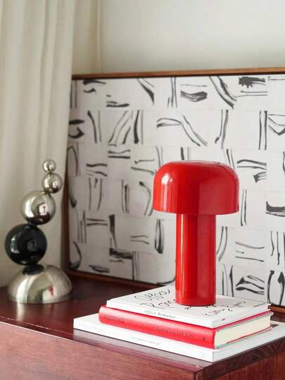 1pc Cute Mushroom Shaped Lamp | 3 Colors (Black/White/Yellow) LED Night Light | Rechargeable, Suitable For Bedroom, Reading And Living Room Decor