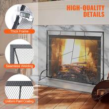 Fireplace Screen Single Panel, Sturdy Iron Mesh Fireplace Screen, 35.6"(L) X28.4"(H) Spark Guard Cover, Simple Installation, Free Standing Fire Fence Grate For Living Room Home Decor Modern - Structured Black - View 6