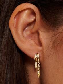 女士垂坠耳环，14k镀金三环耳环，可爱夸张链条耳环，精致水滴耳环，镀金首饰 - 款式二 - 查看 10