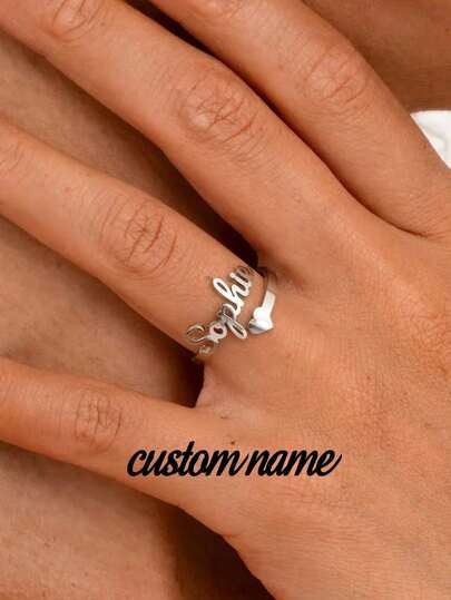 1pc Customized Double Name Ring, Personalized Couple Name Ring, Unique Cursive Two Names Ring, Gift For Valentine's Day, Mother's Day, Christmas, Gift For Her