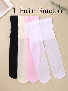 4/1 Pair Random Cute Heart Pattern Tights For Baby Girls, Black/White/Beige/Pink, Velvet Soft Breathable Skinny Leggings, Princess Pantyhose, Match All Skirts, Also Suitable As Gifts - Multicolor - View 12