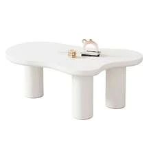 (Previous Reference: N625P256509510W) Irregular Cloud-Shaped Coffee Table, 107 Cm Long, 66 Cm Wide, 40.5 Cm High, MDF Top And PVC Legs, With Felt Pads - White - View 7