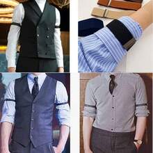 2 Pieces Elastic Adjustable Wrist Sleeve Sock Strap Suspenders Black Shirt Sleeve Fixer Anti-Slip Long-Sleeved Wrist Guard Men's Clothing - Multicolor - View 4