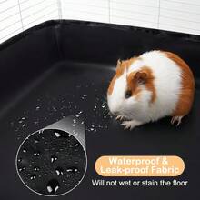 1pc Black Guinea Pig Cage Liner, Guinea Pig Waterproof Liner, Guinea Pig Bedding With Waterproof Bottom, Suitable For Grid, Cage Pad, Suitable For Guinea Pigs, Rabbits, Hamsters, Bunnies, Cage Not Included (Cage Is For Display Only) - Black - View 4