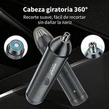 Recortador eléctrico de vello nasal para hombre, recargable por USB y con batería de larga duración. Compacto y portátil, con cabezal desmontable y lavable. Recortador indoloro de cejas, rostro y nariz, el regalo perfecto para el Día del Padre. - Negro - Ver 5