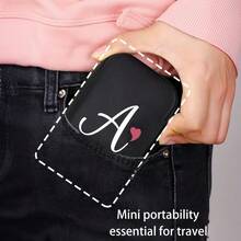 1 Peça Bolsa de Armazenamento de Cabo de Dados com Zíper Preto, Padrão Impresso UV de Coração e 26 Letras Maiúsculas de A a Z, Organizador Portátil para Cabos, Carregadores, Fones de Ouvido, Bolsa Essencial para Viagem - Multicolorido - Visão 7