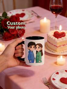 1pc Customized Photo Filter Mug, Cute Couple Mug, Gift For Best Friend, Latte Mug, Gift For Him/Her, Couple Photo Mug, Back To School Gift, Perfect For Birthday, Anniversary, Valentine's Day And Other Special Occasions - Multicolor 8 - View 3
