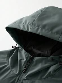 Men's Hooded Jacket With Zipper, Featuring Reflective Stripes For Fashion, Refined Zipper Design, Suitable For Sports Or Casual Wear - Dark Grey - View 3